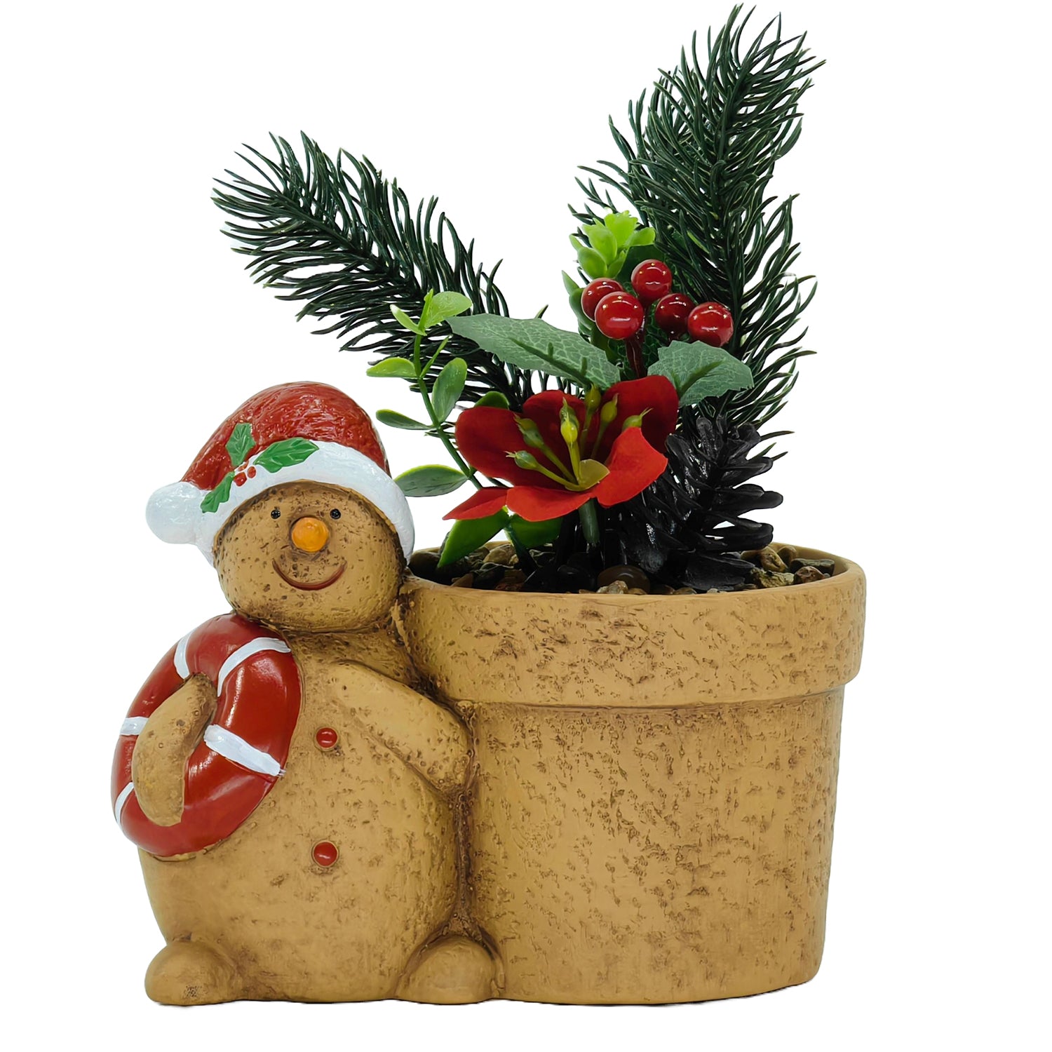 VESTIAMO CASA GRAN NATALE - Pianta artificiale Natalizia in vaso Linea Pan di Zenzero - h22x14x10 cm